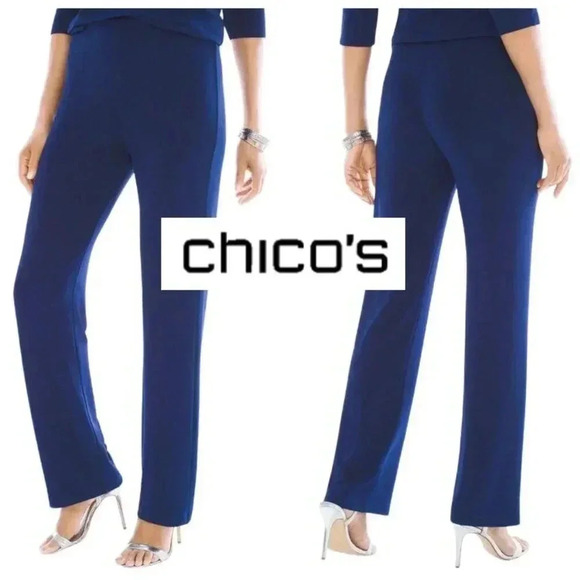 Chico's Travelers Blue Crotto No Tummy Pant / Size 3T - US Size 16T - Picture 1 of 12